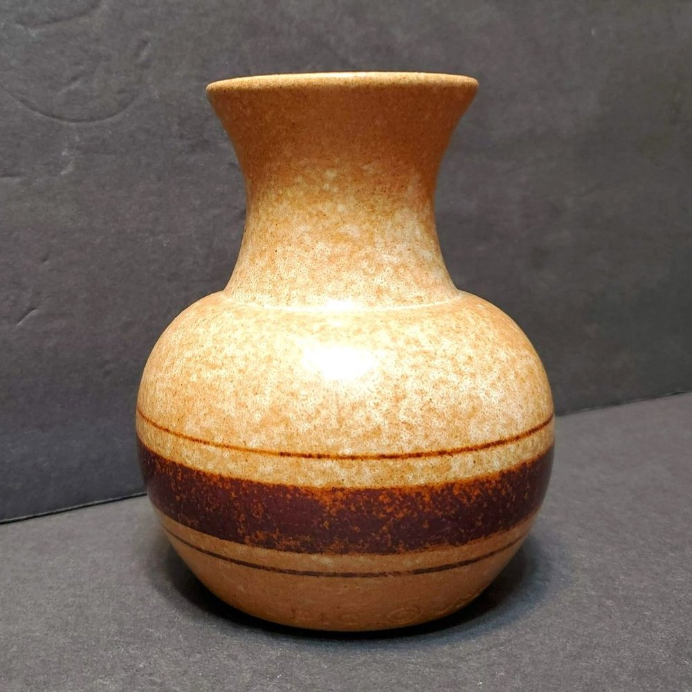 Vintage Studio Pottery Bud Vase, PIC USA, Pottery Craft, Brown Tan 1970s